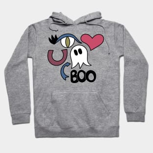 Cute Eye Love You Boo Cartoon Text Art Hoodie